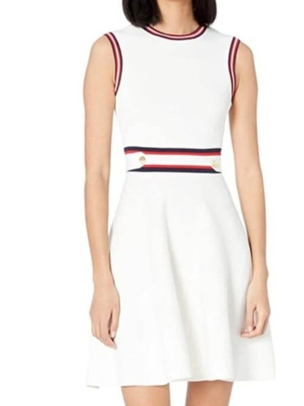 Ted Baker Apryll Sleeveless Knit Skater Dress Size 2 / 6 White Stretch A-Line - Picture 12 of 13